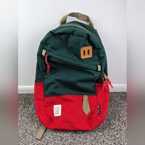 Topo Designs Daypack Backpack Recycled Nylon Forest Green Red $149